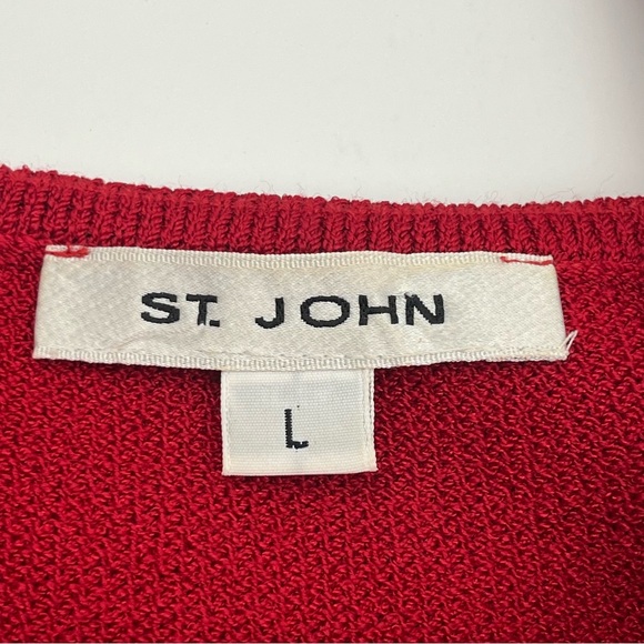 St. John Red Sweater Knit‎ Tank Top Womens Size Large Sleeveless Popover - Picture 2 of 7